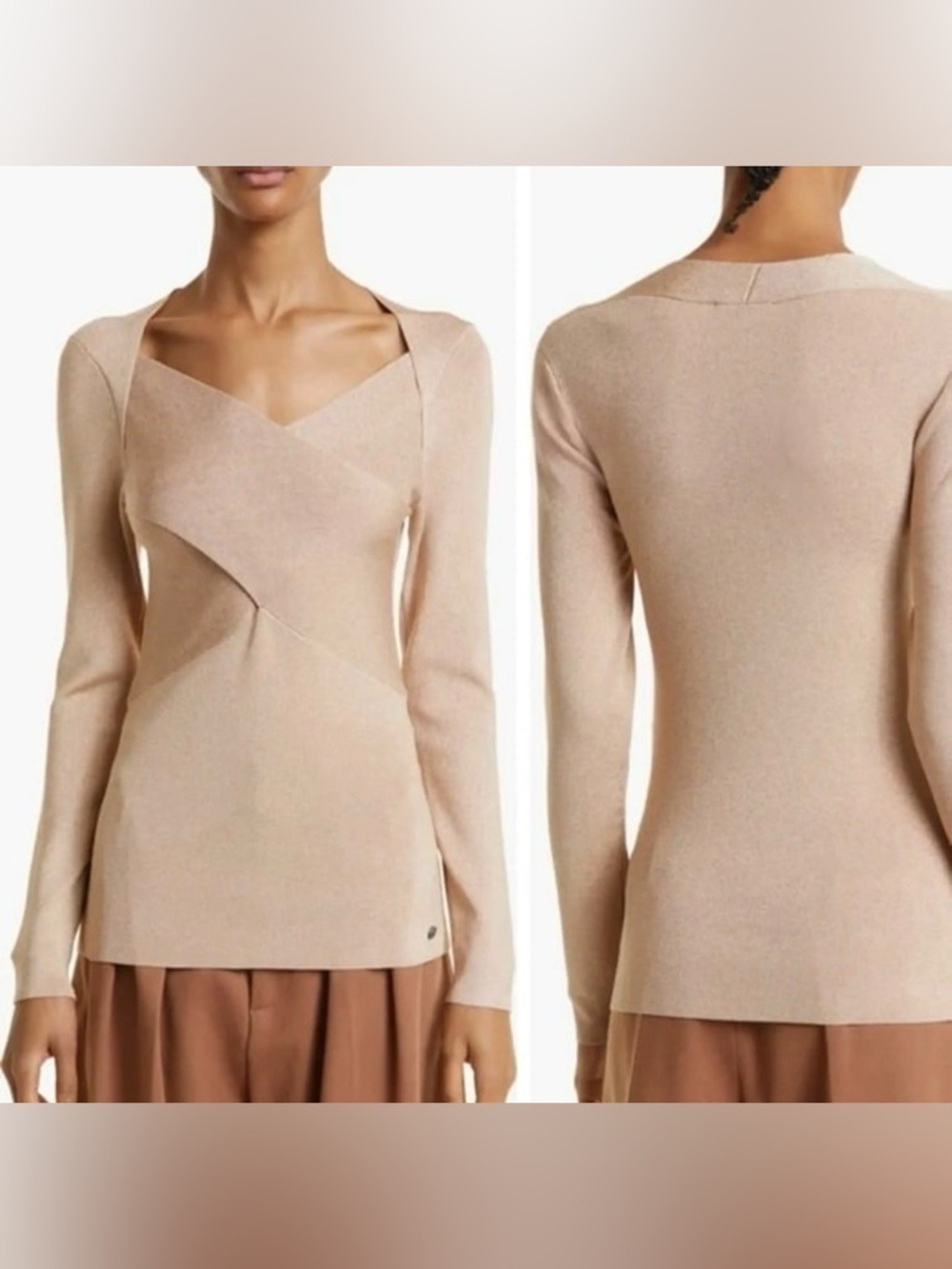 Ted Baker Eloisy Crossover Knit Top in Dusky Pink Sweater Size 5